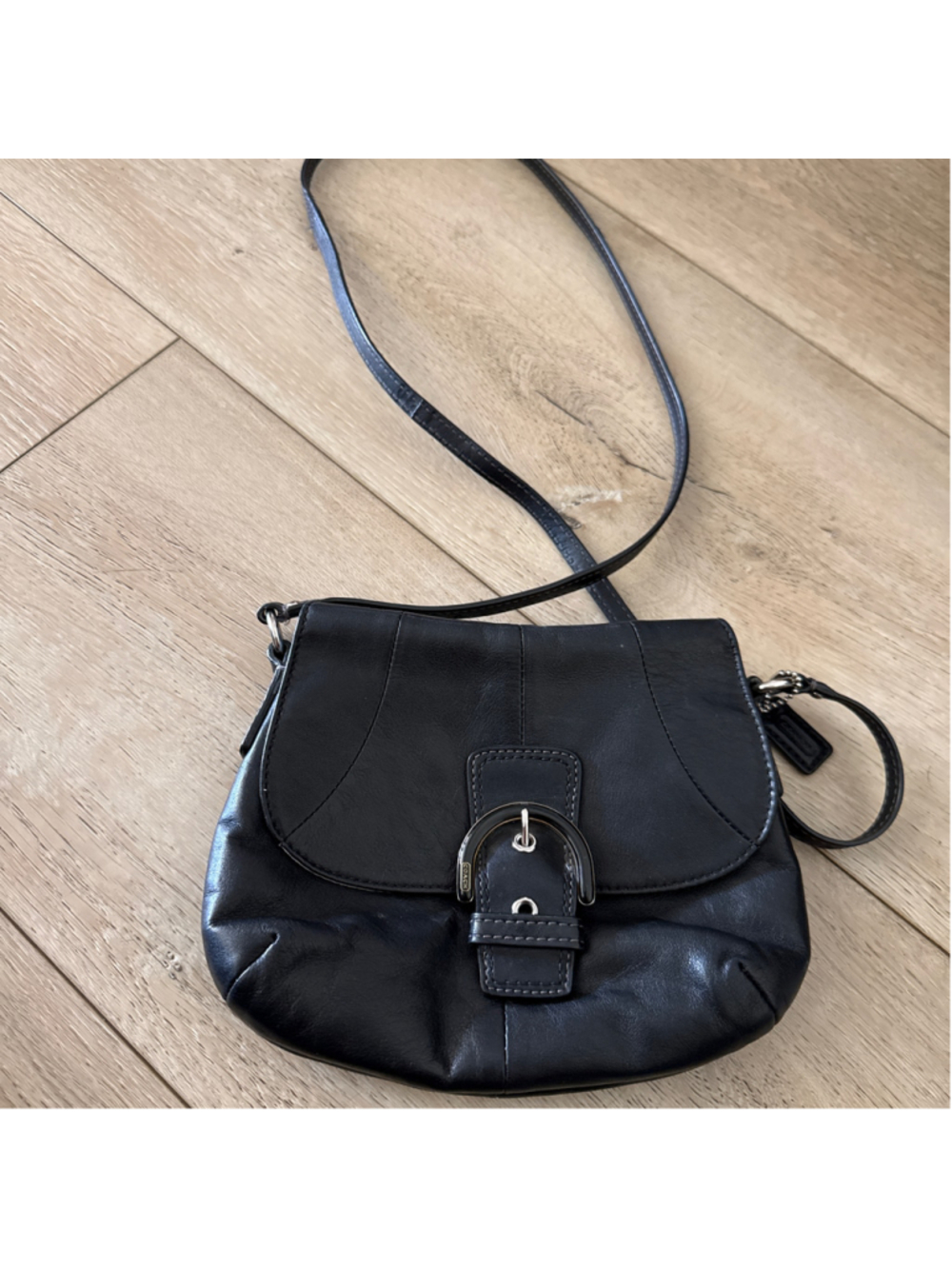 Vintage Women's Coach Black Leather Crossbody Bag One Size